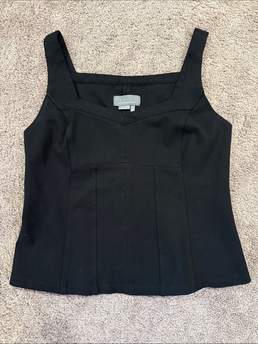 Anthropologie Black Square-Neck Sleeveless Camisole